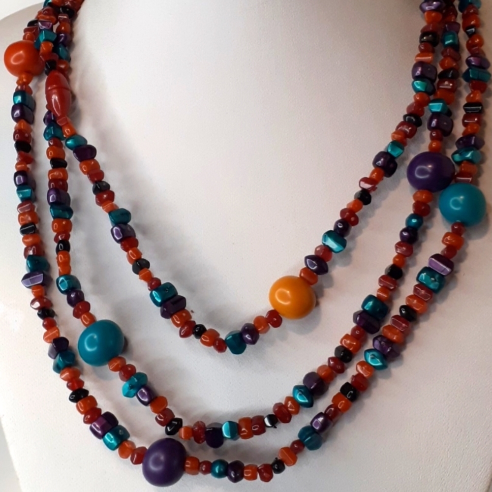 Avon Autumn Harvest Bead Necklace 60" Long 1989